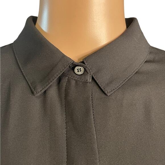 Leith black long sleeve lightweight button down ruffle blouse size medium - Picture 4 of 13